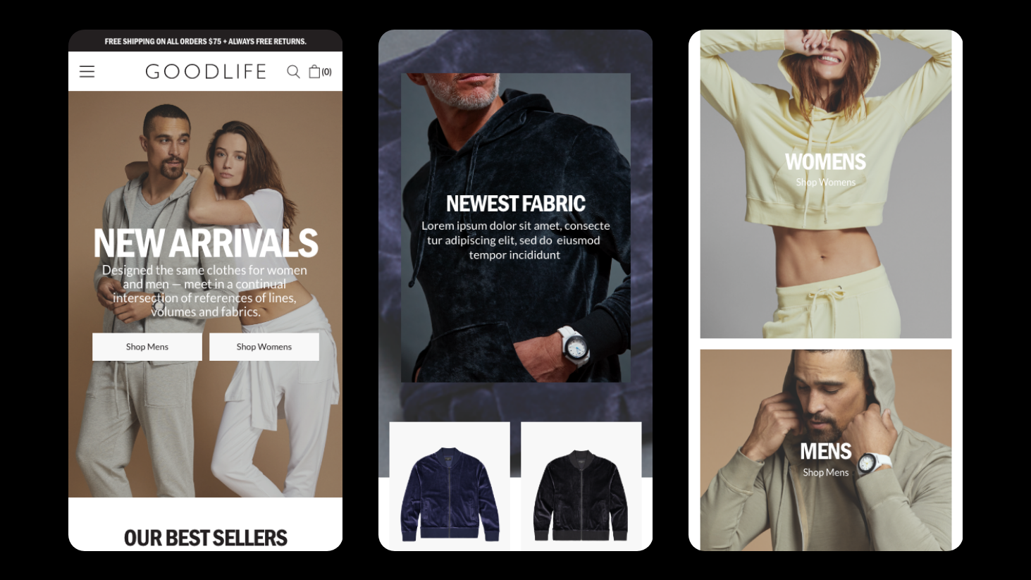 Goodlife Clothing's mobile-first site by Black & Black.