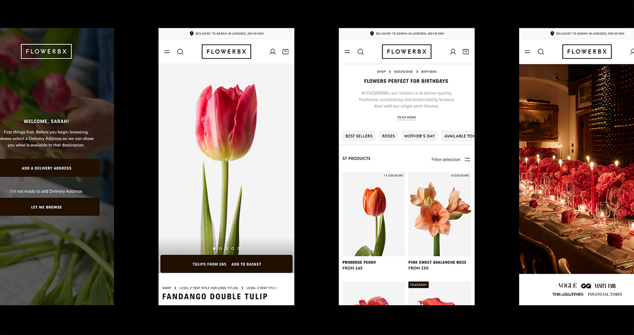 FlowerBX website mobile design by Black & Black